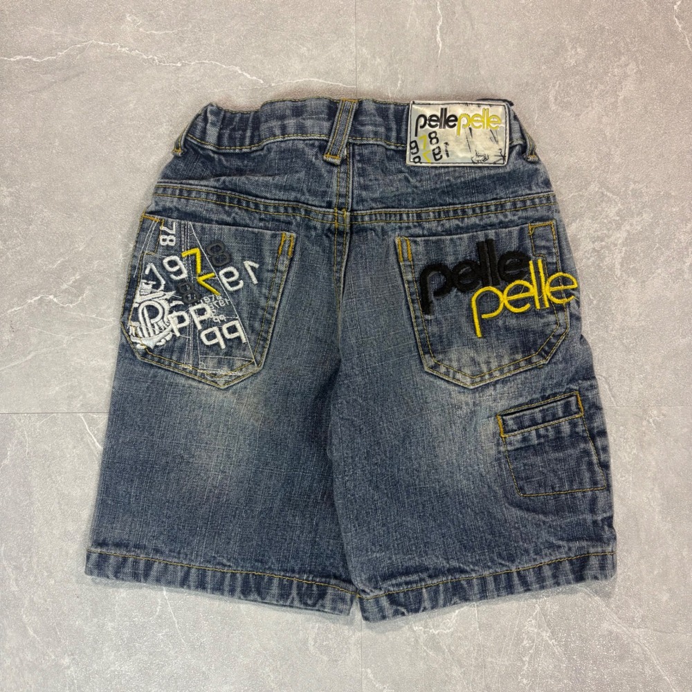 Pelle Pelle Marc Buchanan Kids Denim Shorts Blue Embroidered 4T Vintage Style